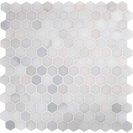 MSI Greecian White Hexagon 12 In. X 11.75 In. X 10Mm Polished Marble Mesh-Mounted Mosaic Tile, 10PK ZOR-MD-0252